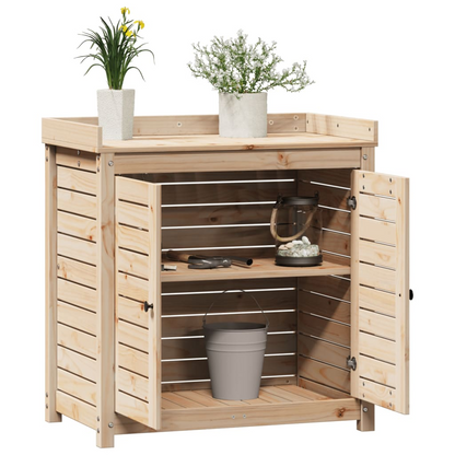 Pine Wood Potting Table with Shelves 