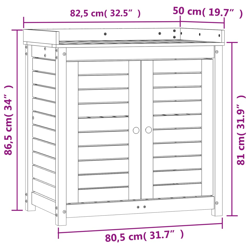 Pine Wood Potting Table with Shelves 