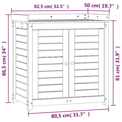 Pine Wood Potting Table with Shelves 