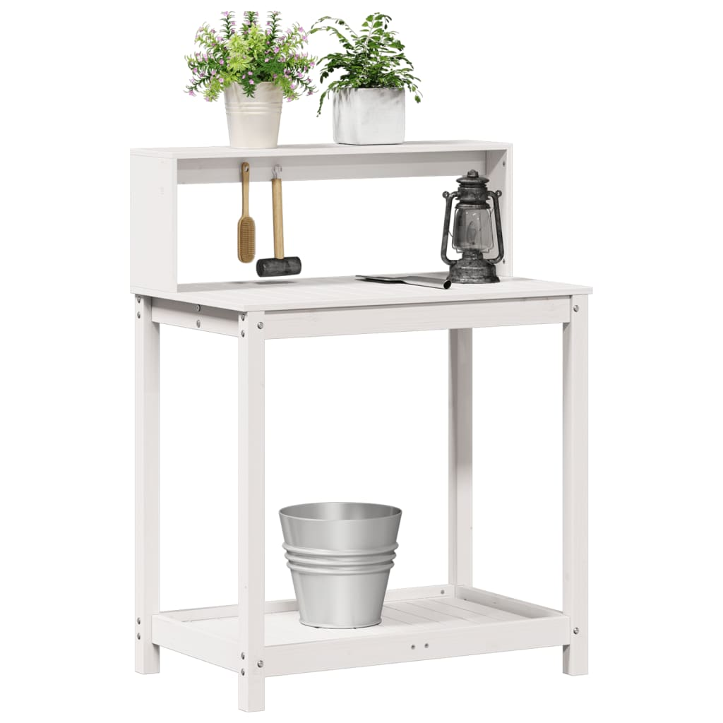  Potting Table with Shelves- White 