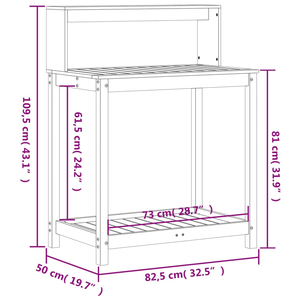  Potting Table with Shelves- White 