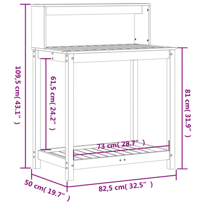  Potting Table with Shelves- White 