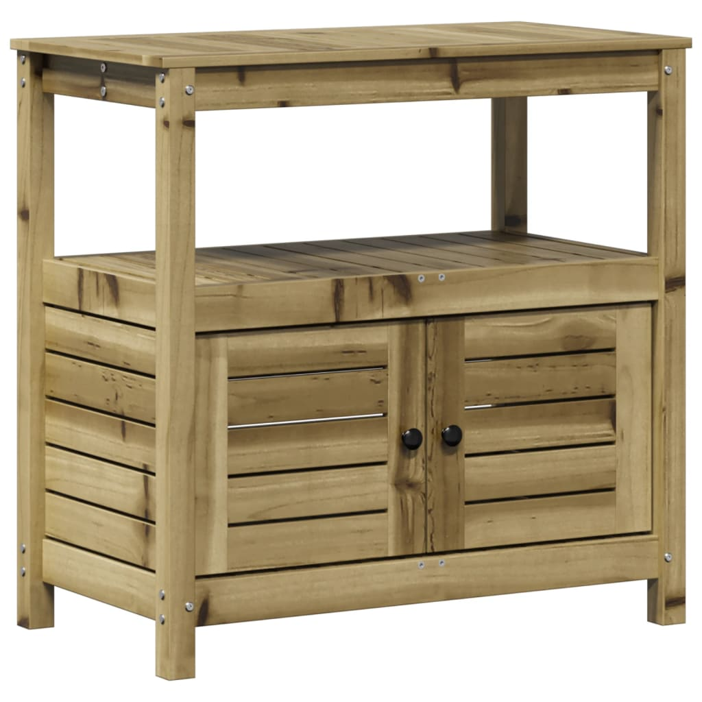 Impregnated Wood Potting Table with Shelves 