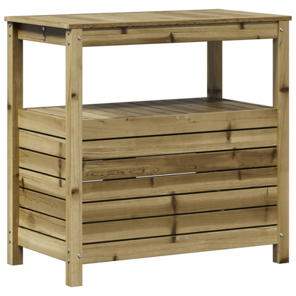 Impregnated Wood Potting Table with Shelves 