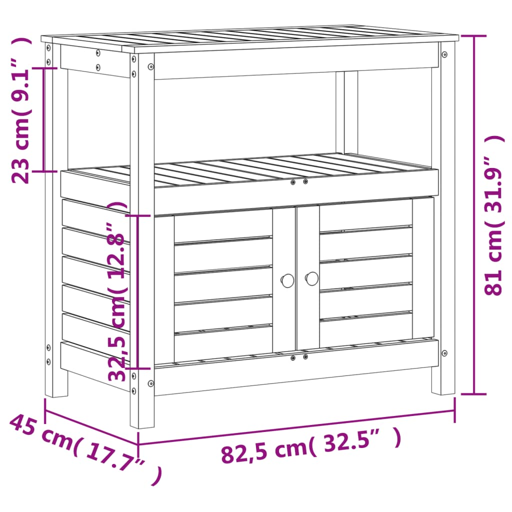 Impregnated Wood Potting Table with Shelves 