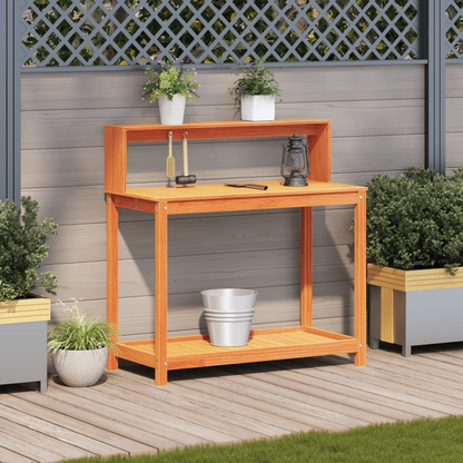  Potting Table with Shelves- Brown