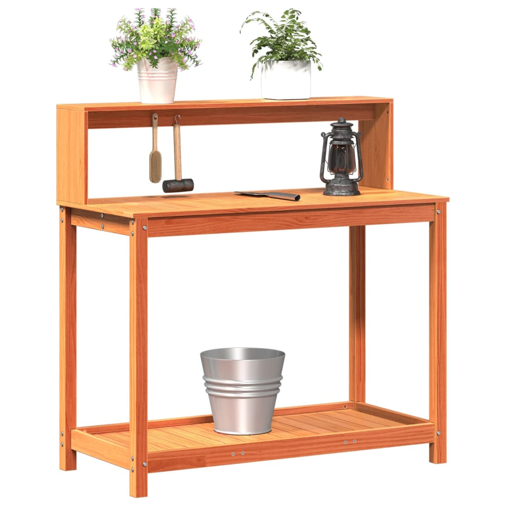  Potting Table with Shelves- Brown