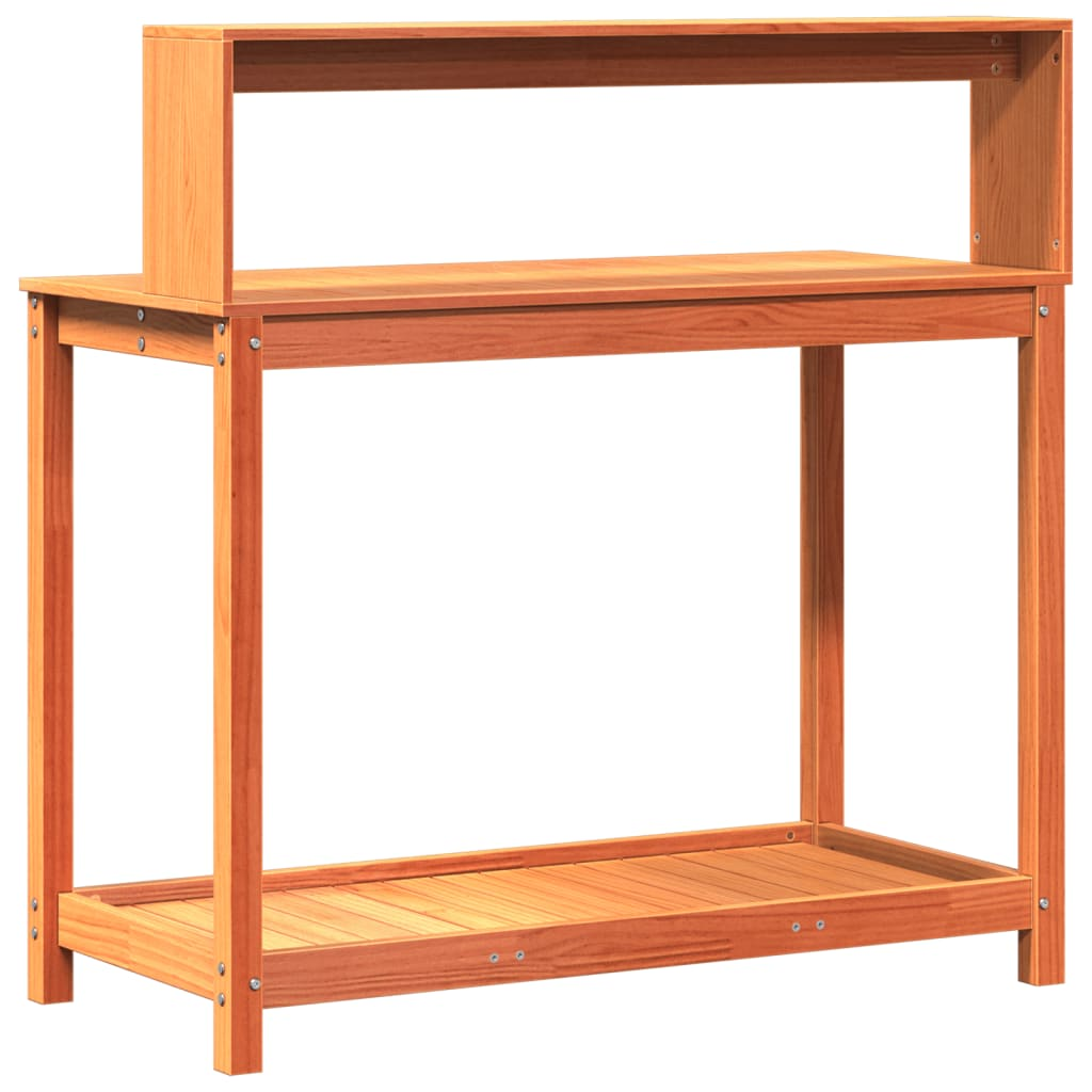  Potting Table with Shelves- Brown