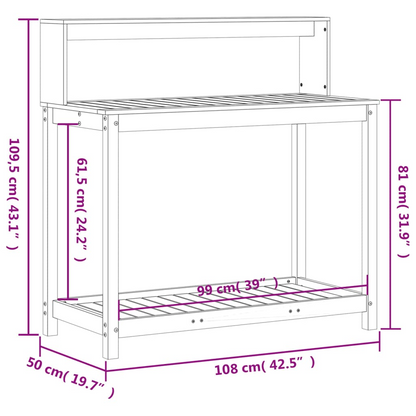  Potting Table with Shelves- Brown