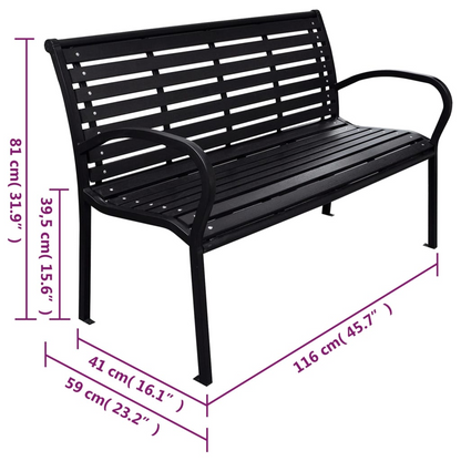 Black Garden Bench 116 cm