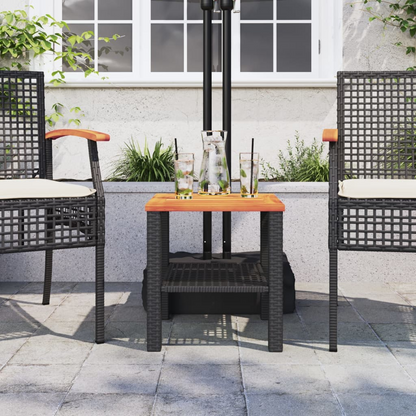  Poly Rattan & Acacia Wood Garden Table 40x40x42 cm