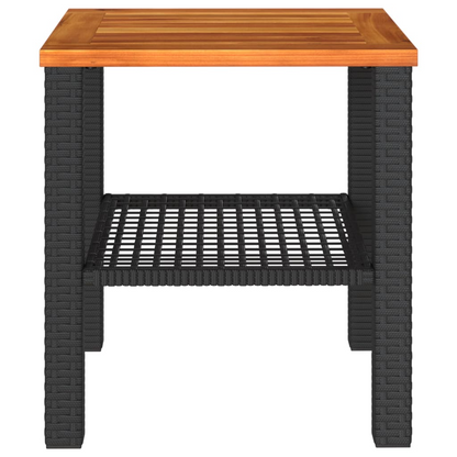  Poly Rattan & Acacia Wood Garden Table 40x40x42 cm