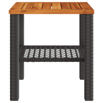  Poly Rattan & Acacia Wood Garden Table 40x40x42 cm