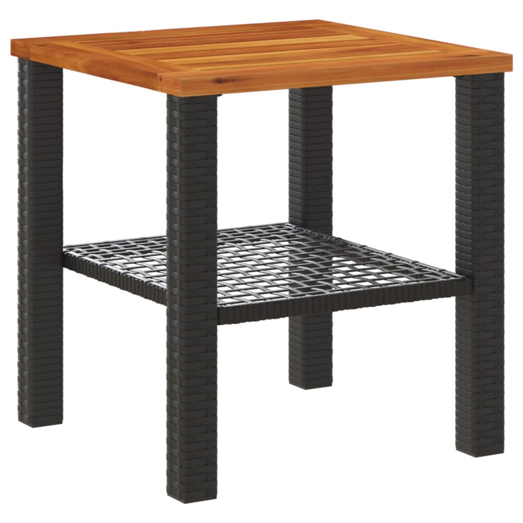  Poly Rattan & Acacia Wood Garden Table 40x40x42 cm