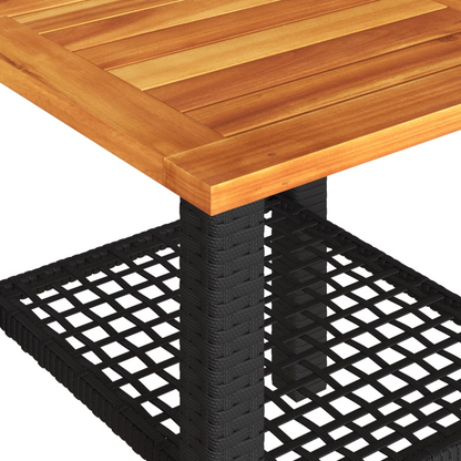  Poly Rattan & Acacia Wood Garden Table 40x40x42 cm