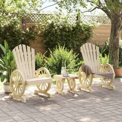 Solid Fir Wood 3 Piece Garden Lounge Set