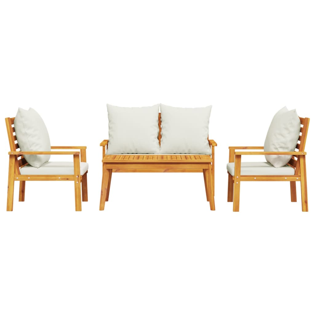  4 Piece Acacia Garden Lounge Set with Cushions