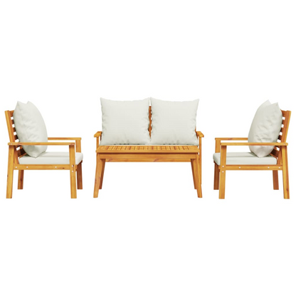  4 Piece Acacia Garden Lounge Set with Cushions