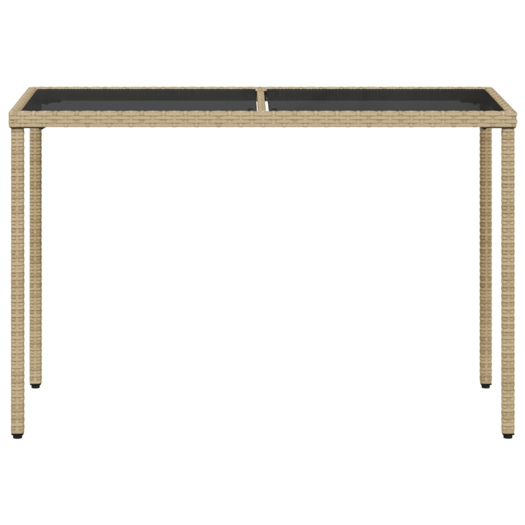 Beige Poly Rattan Garden Table with Glass Top  115x54x74 cm