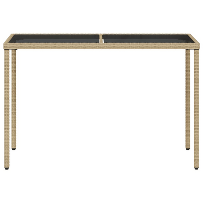 Beige Poly Rattan Garden Table with Glass Top  115x54x74 cm