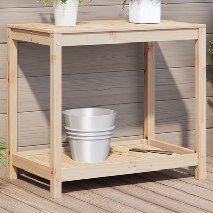 Solid Pine Potting Table with Shelf 82.5x50x75 cm