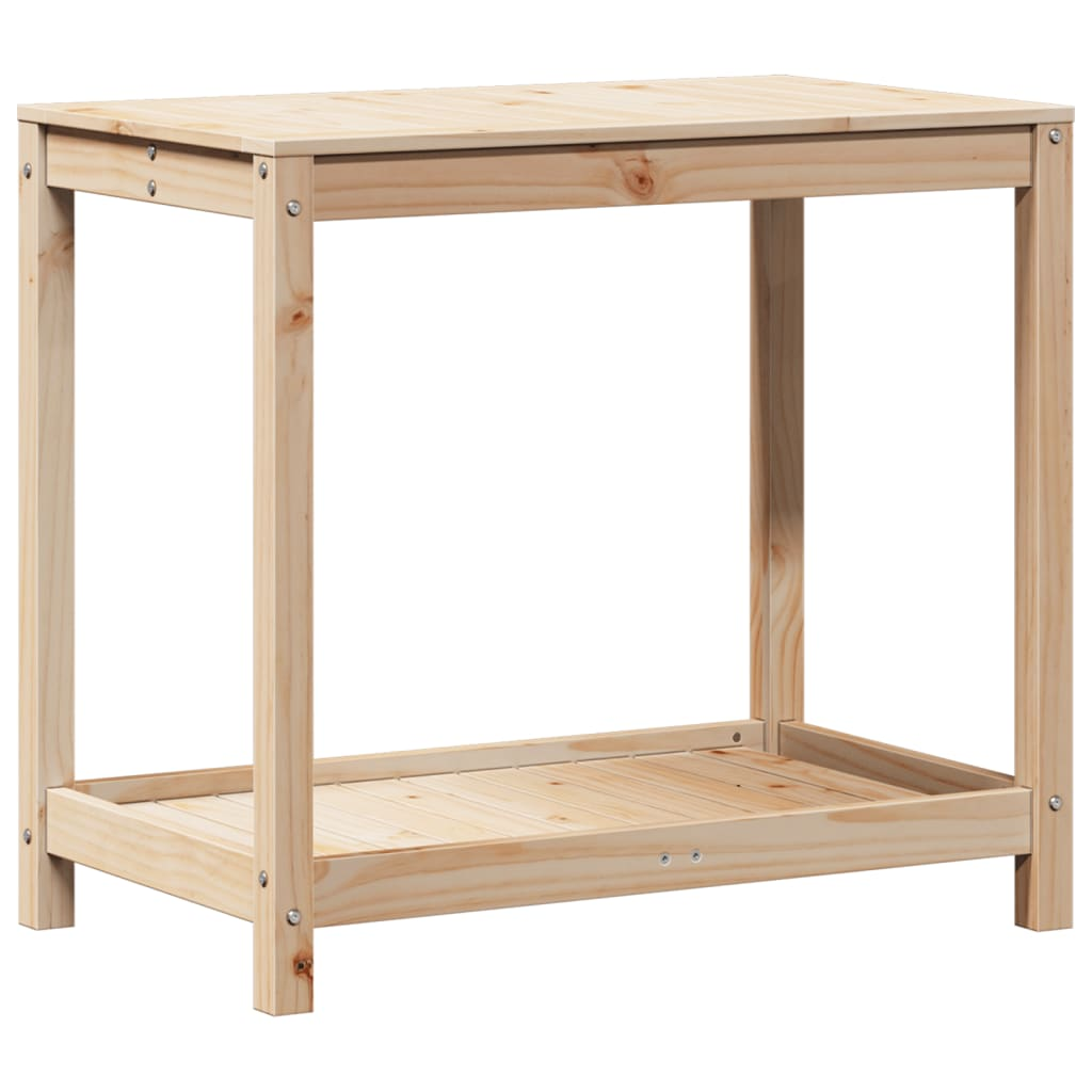 Solid Pine Potting Table with Shelf 82.5x50x75 cm