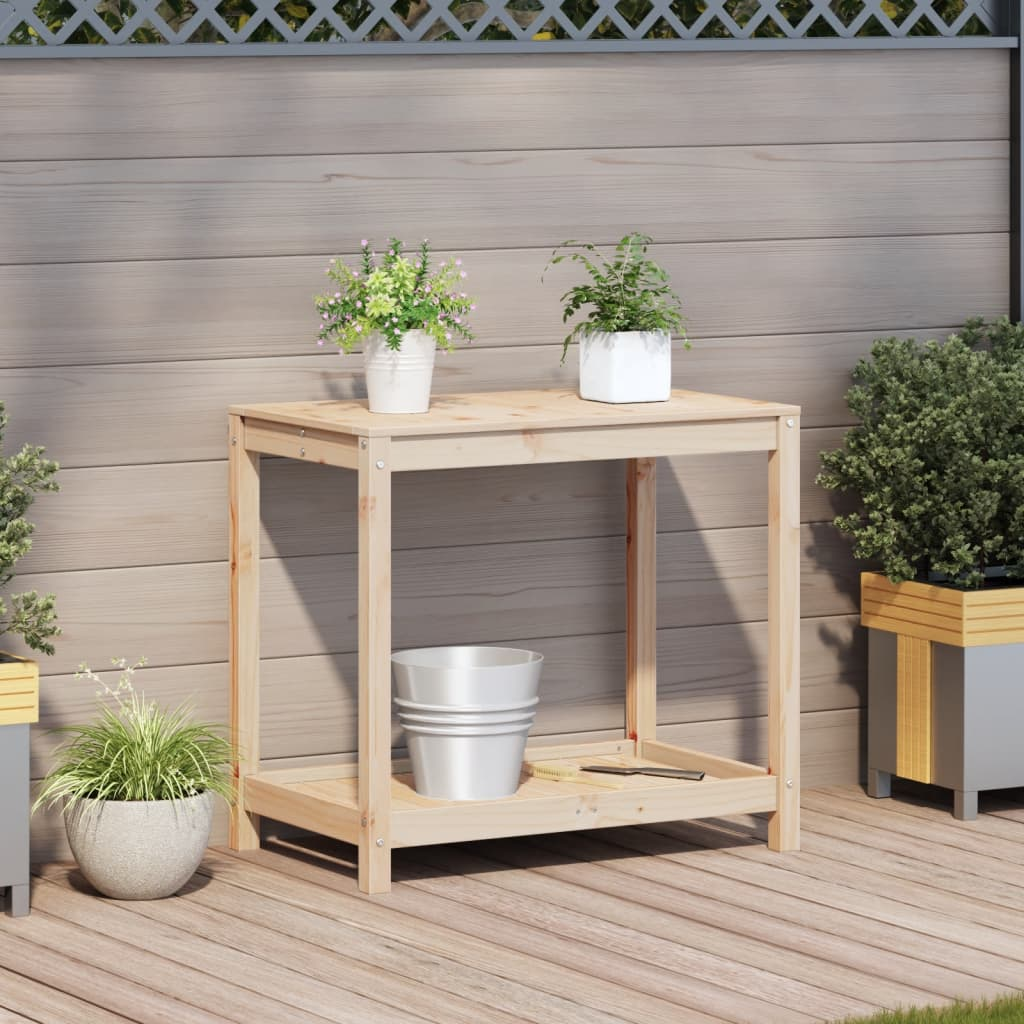 Solid Pine Potting Table with Shelf 82.5x50x75 cm