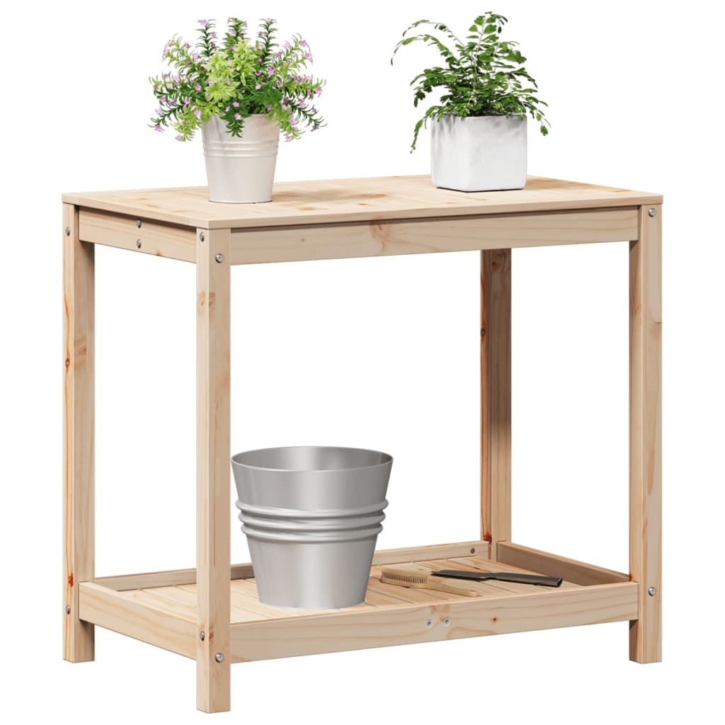 Solid Pine Potting Table with Shelf 82.5x50x75 cm