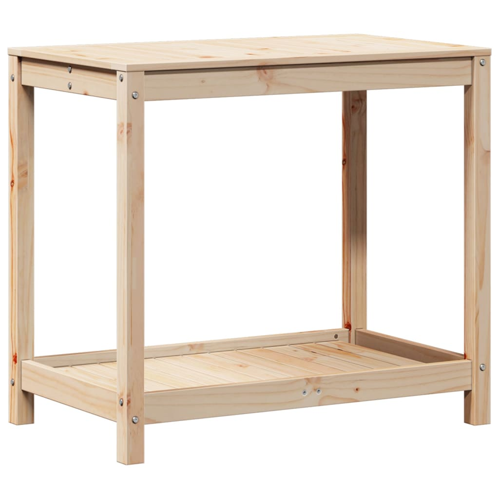 Solid Pine Potting Table with Shelf 82.5x50x75 cm