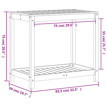 Solid Pine Potting Table with Shelf 82.5x50x75 cm