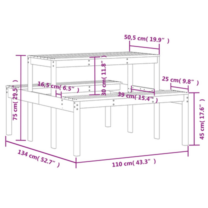 Impregnated Wood Pine Picnic Table 110x134x75 cm