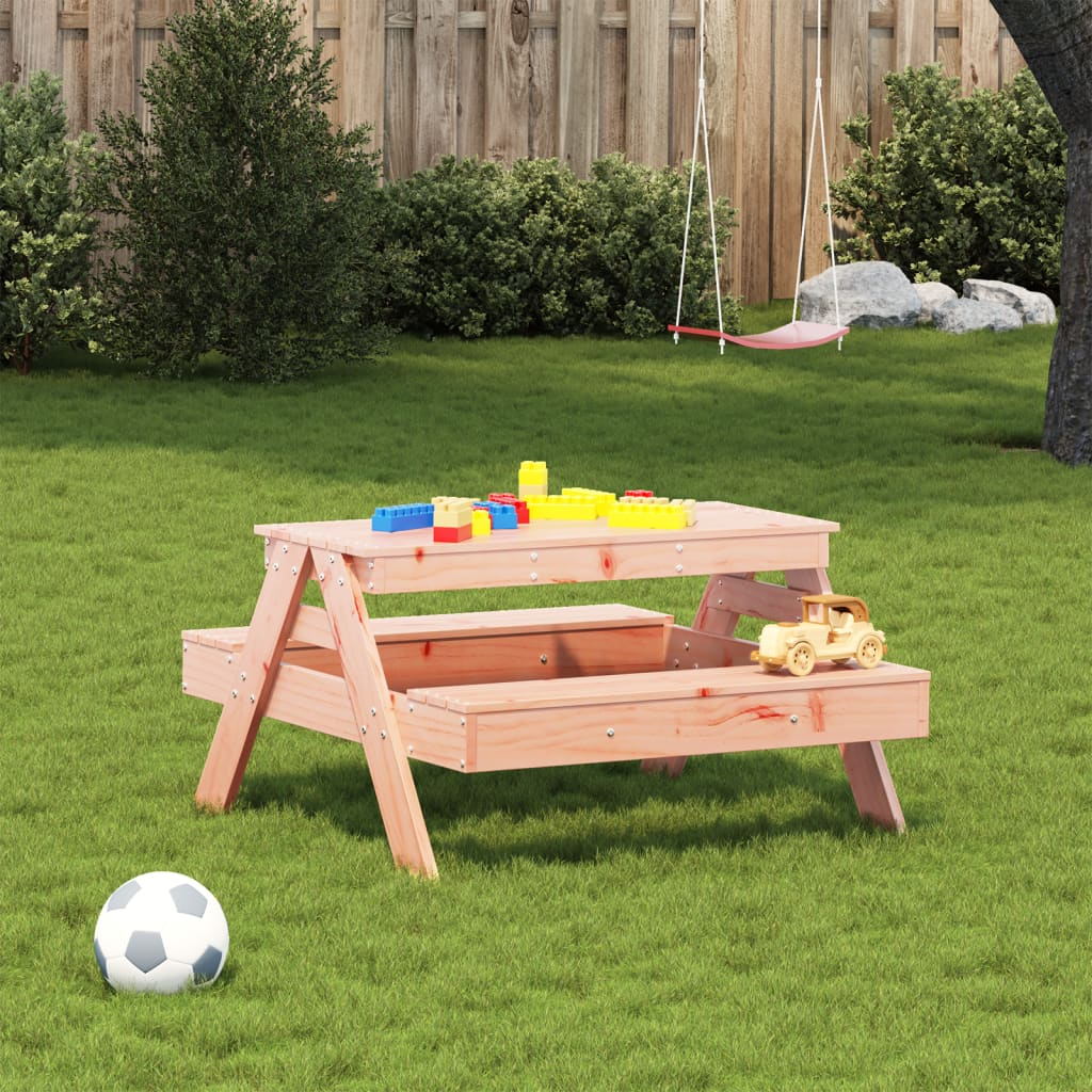 Solid Douglas Wood Picnic Table for Kids 88x97x52 cm