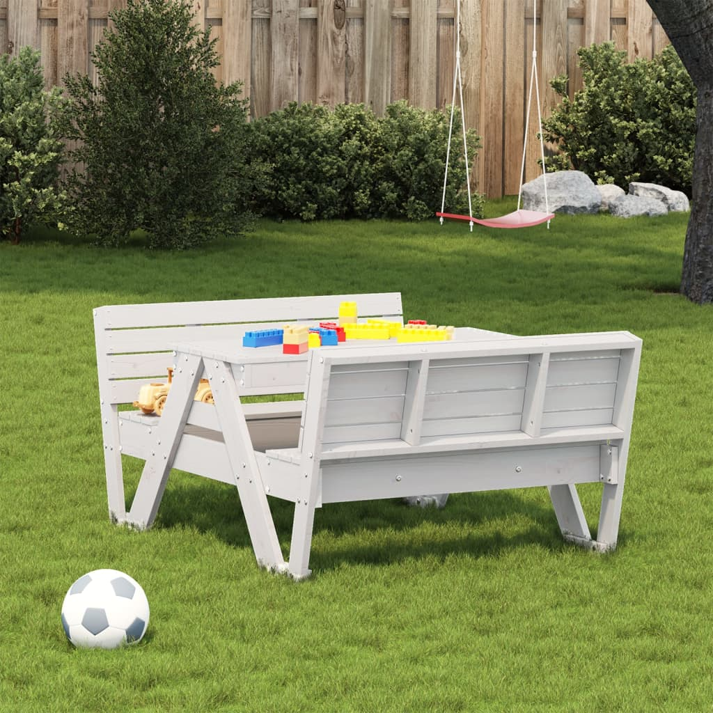 White Picnic Table for Kids 88x122x58 cm