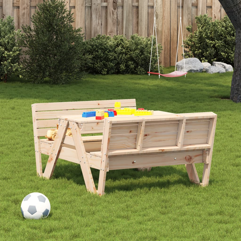 Solid Pine Wood Picnic Table for Kids 88x122x58 cm