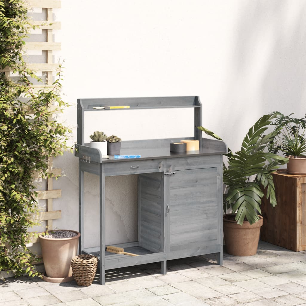  Potting Table with Cabinet- Grey 