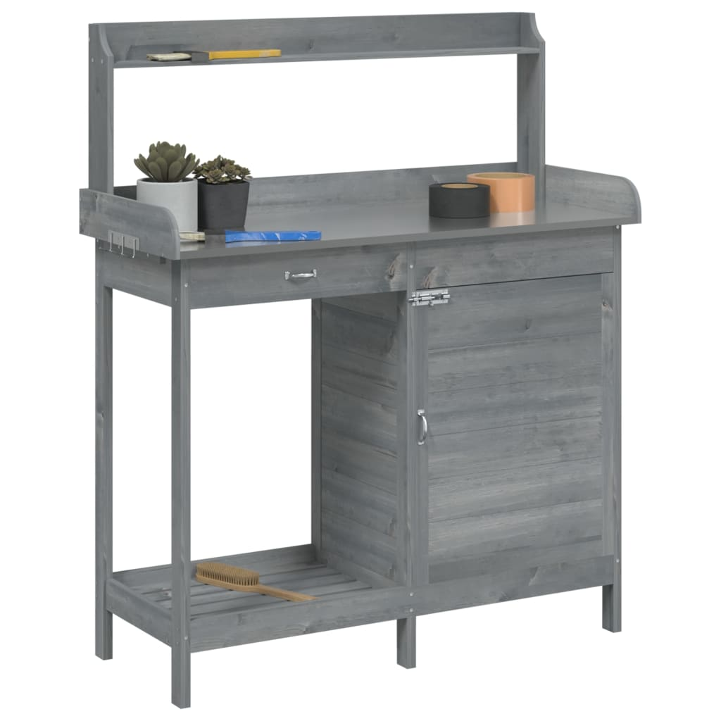  Potting Table with Cabinet- Grey 