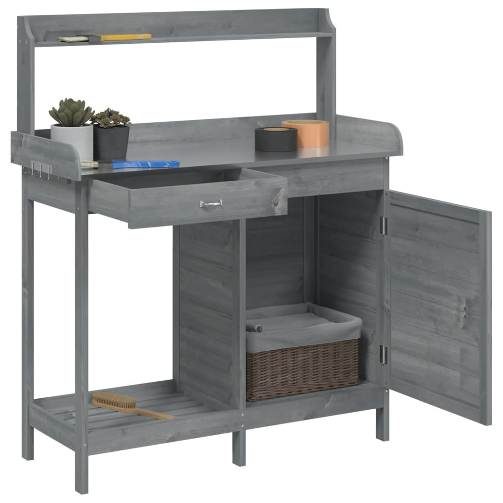  Potting Table with Cabinet- Grey 