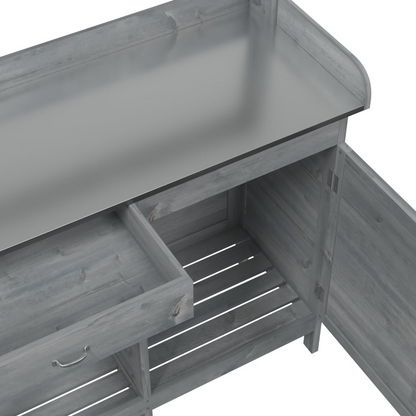  Potting Table with Cabinet- Grey 