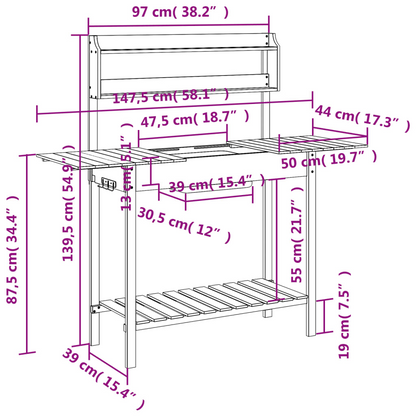 Potting Table with Sink- Grey 