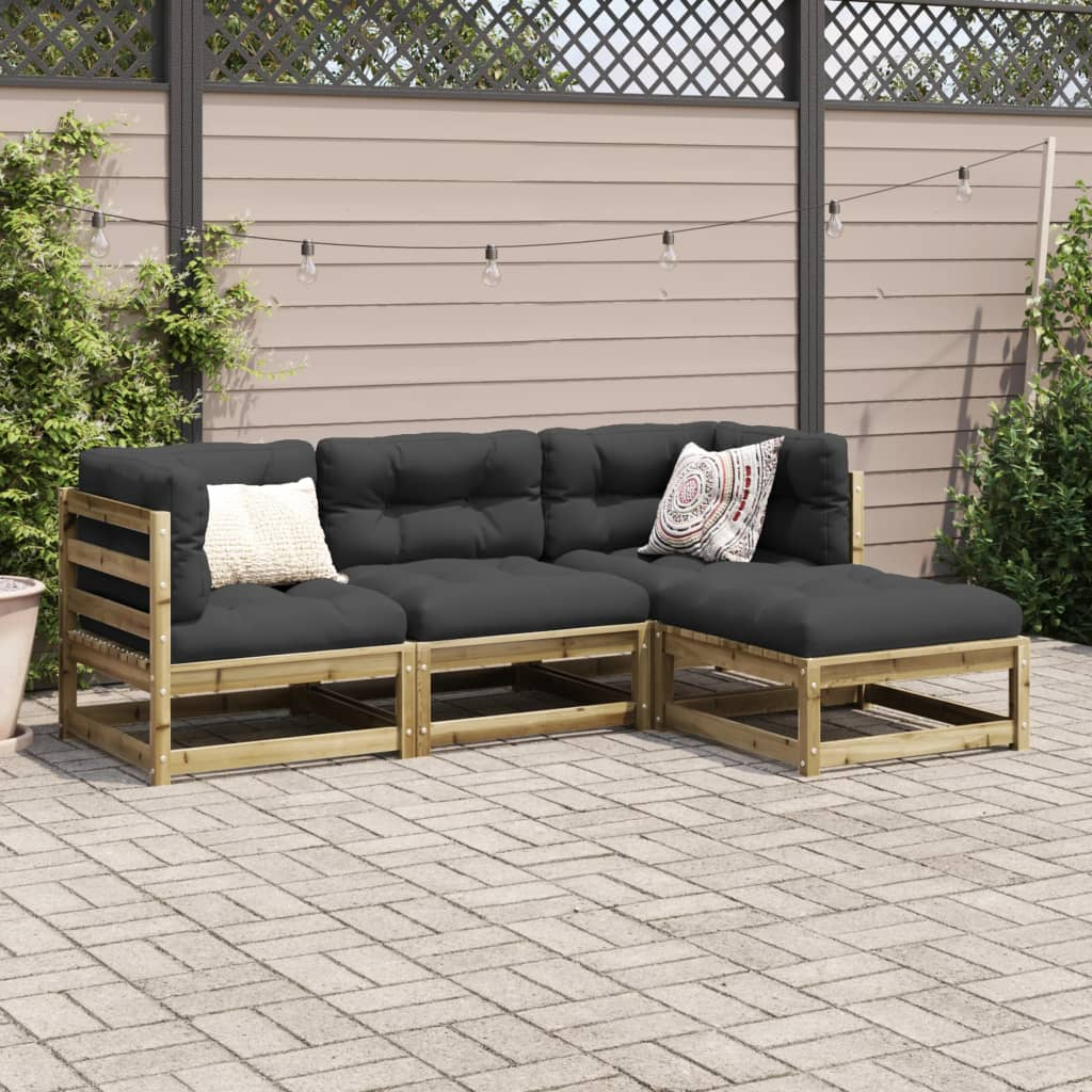  4 Piece Impregnated Pine Wood Garden Sofa Set