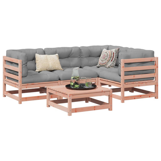  5 Piece Solid Douglas Fir Wood Garden Sofa Set