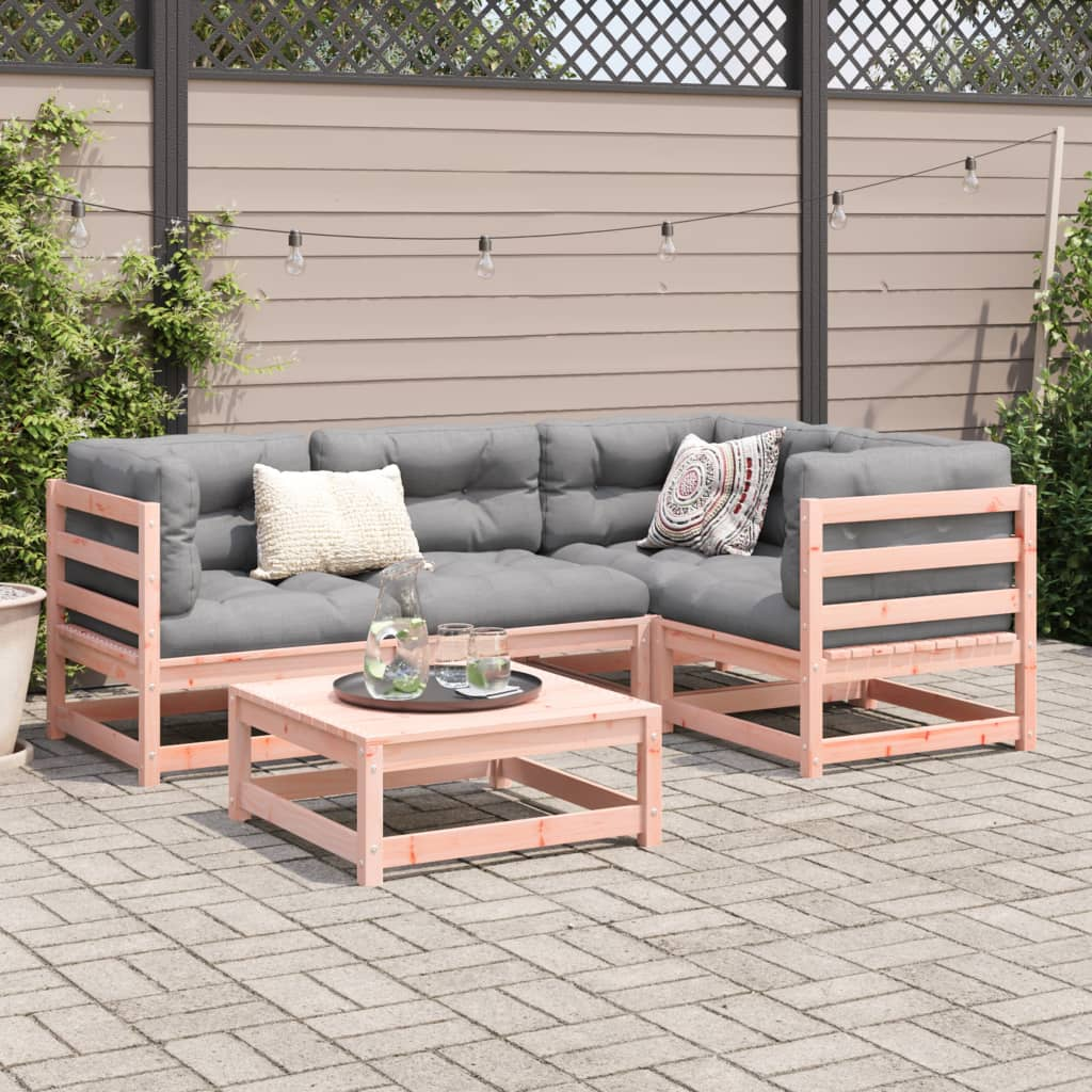  5 Piece Solid Douglas Fir Wood Garden Sofa Set