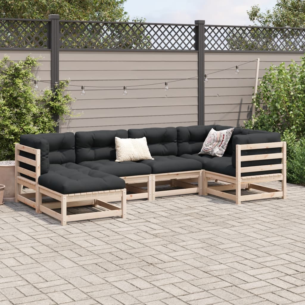  6 Piece Solid Pine Wood Garden Sofa Set