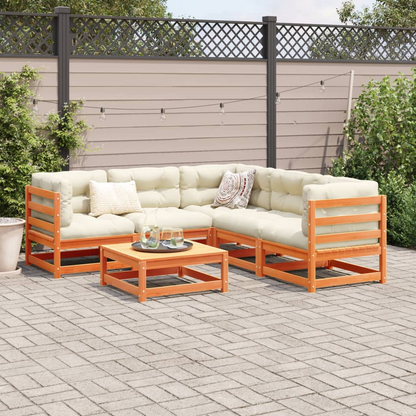 vidaXL 6 Piece Garden Sofa Set Wax Brown Solid Wood Pine