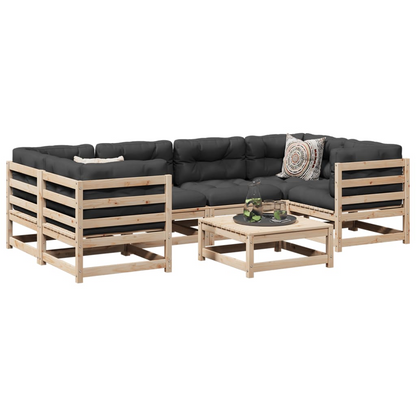  Solid Pine Wood 7 Piece Garden Sofa Set 