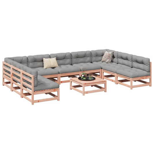  10 Piece Solid Douglas Fir Wood Garden Sofa Set