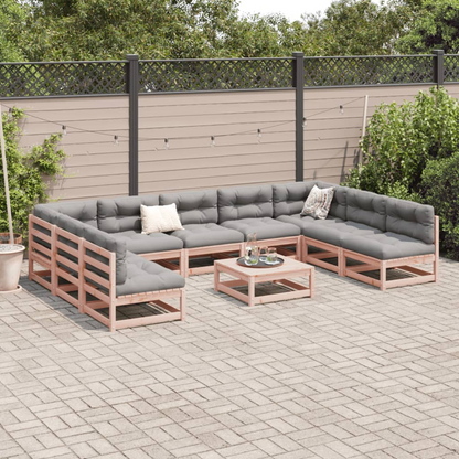  10 Piece Solid Douglas Fir Wood Garden Sofa Set