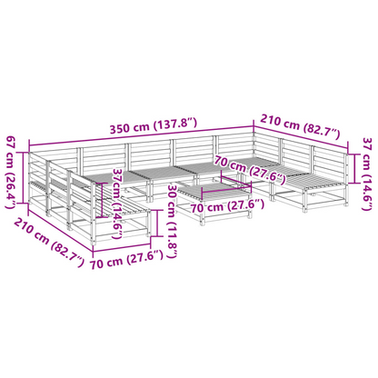  10 Piece Solid Douglas Fir Wood Garden Sofa Set