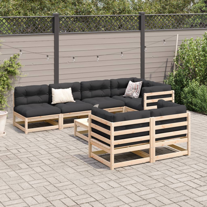 Solid Pine Wood 8 Piece Garden Sofa Set