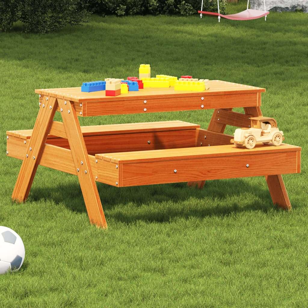  Wax Brown Picnic Table for Kids 88x97x52 cm